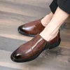 Oxfords chaussures pour hommes marron noir affaires Pu bureau richelieu chaussures habillées fermeture éclair Zapatos De Vestir Hombre hommes chaussures