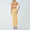 Casual Dresses Women's Elegant Knit Tube Dress Party Evening Gown Vestidos ärmlös stropplös bowknot lång slips Knut bakre strand