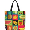 Shopping Bags Art Style Fruit Print Tote Bag Reusable Large Capacity Zipper Single Shoulder Convenience