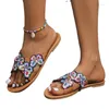 Pantofole Scarpe da donna in vendita 2024 Open Toe Summer Rome Solid Butterfly Ladies Flat Casual Beach