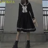 Boog splitsen losse Aline modieuze knielengte schattige rijk voorbereidende stijl Japanse volledige set zwart schooluniform 240315