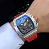 Luxuriöse mechanische Herrenuhr Richa Milles Rm11-03, vollautomatisches Uhrwerk, Saphirspiegel, Gummiarmband, Schweizer Armbanduhren FV3E