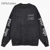 Heren Hoodies Sweatshirts 100% Katoen Aangepaste kleding Ronde hals Vintage Zwart Acid Wash Hoodies DIY /Tekstprint Sweatshirts Y2K Kleding 24318