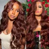 Syntetyczne peruki Rosabeauty 13x4 Reddish Brown Body Wave koronkowe przednie ludzkie peruki włosy Wstępne kolorowe 13x6 HD koronkowe peruki czołowe dla czarnych kobiet 240329