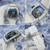 RM Calendar Wrist Watch RM023 Hollow Dial 18k Platinum Material Automatiska mekaniska män Titta på fatstyp