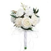 Fiori decorativi Bouquet da sposa Rosa di seta Mano nuziale Damigella d'onore con fiore Dropship