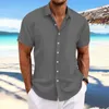 Streak Mens Linen قمصان قصيرة الأكمام من طوق القمصان غير الرسمية قميص الصيف الصيفي للرجال الملابس 240314