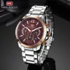 MINI FOCUS Brand Business Waterproof Quartz Multi Functional Steel Band Men's Watch 0087G