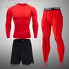 Hommes sport Fitness hiver sous-vêtements de contention costume basket-ball entraînement course à manches longues T-Shirt pantalons ensembles 240318