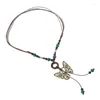 Pendentif Colliers Y4QE Perles de couleur Papillons Collier esthétique Mode Simple Clavicule Chaîne Femmes Corde tressée pour cadeau d'anniversaire