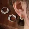 Stud Earrings 2024 Luxury Pearl Copper Metal Korean Elegant Earring Women's Flower Ear Fashion Party Jewelry Accessories