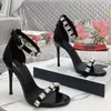 Elegant Brand Summer Keira Sandals Shoes Polished Calfskin Rhinestones Studs High Heels Party Wedding Lady Crystal Sandalias EU35-43 With Box