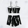 Women's Swimwear Women Elegant Swim Set Stylish Bikini With Drawstring Bra High Waist Trunks Quick Drying Beachwear For Summer