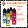 Original Breze Stiik Fit 6000 Puff Vapes Descartáveis 2% 3% 5% Força 15ml Pod 12 Sabores E Cigarros 500mAh Bateria 6k Puffs Vapes Kit