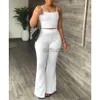 TrackSuits Spant Damskie Zestawy Kobiety Summer Sexy Pasp Crop Top Lose Flare Pants Suits Casual Proste Solid Setfits 24318