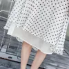 Skirts Summer Fashion Women's Casual Black/White High Waist Slim Fit Polka Dot Print Midi Long A Line Chiffon