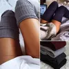 Women Socks 1 Pair Thigh Stack Over College Sock Soft Vertical Stripes The Knee Winter Solid Color Warm Sexy Long