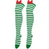 Calcetines de mujer Navidad dulce lazo rojo medias largas de feliz año medias hasta el muslo con lazo Soken