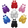 Conjuntos de roupas Meninos Meninas Jazz Dancewear Colete Bowknot Set Crianças Glitter Roupas Choir Traje Crianças Hiphop Dança Lantejoulas Y2003258 DHCWJ