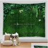 Tapestries Tropical Plant Grass Tapestry Flower Green Wall Hanging Cloth Bohemian Art Home Decor Printing Carpet Yoga Mat Drop Deliver Dhqbf