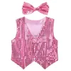 Conjuntos de roupas Meninos Meninas Jazz Dancewear Colete Bowknot Set Crianças Glitter Roupas Choir Traje Crianças Hiphop Dança Lantejoulas Y2003258 DHCWJ