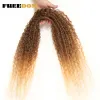 Splot swoboda syntetyczne afro perwersyjne kręcone wiązki włosów 24 cali ombre blond czerwony kolor 5pcs/paczka syntetyczne splot włosów