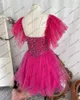 Casual Jurken Glitter Kralen Kristallen Tule Vrouwen Jurk Voor Brithday Parety Mooie Ruches Mesh Meisjes Prom Jassen Zoete Mini Zomer