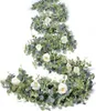 Decoratieve bloemen Eucalyptusslinger met witte roos Kunstbloemenranken voor bruiloft Tafelloper Deuropeningen Decoratie Binnen 8086829