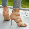 Stylish Summer Sandal Women Roman Style Sandal Elastic Strap Fish Mouth Slim Heel High Heels Womens Sandals Shoes 240228