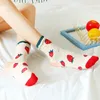 Vrouwen Sokken Cartoon Fruit Aardbei Oranje Print Straat Harajuku Leuke Kawaii Sok Katoen Meisje Gift Designer Calcetines Mujer