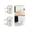 Tasses Tasse en acier inoxydable avec couvercle, tasse à boire, jus de lait isolé à Double couche pour bureau, Bar, Restaurant, salon, voyage