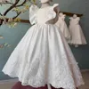 Girl Dresses Luxury White Flower Dress For Wedding Lace Short Sleeves Puffy Baby Kids Birthday First Communion Party Gown 2024