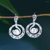 Boucles d'oreilles créoles BeaQueen à la mode jaune cubique Zircon argent plaqué or perle longue goutte pour les femmes fête de mariage bijoux cadeau E644