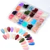 False Nails 24 Color Square Press On Kits Colored Straight Fake Full Cover Artificial Fingernails Manicure Decor