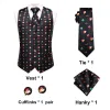 Vests Business Black Christma Silk Men Vest Tie Robe formelle Veste sans manches Slim 4PC 4PC HANKY CUFFLINK PAISLEY SUIT