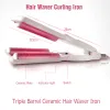 Strijkijzers Professioneel haargolfijzer Keramische haarkruller Triple Barrels Hair Waver Curl Deep Wave Curler Perm Spalk Styling Tools