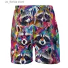 Men's Shorts 3D Printed Procyon Lotor Pattern Beach Shorts For Men Funny Animal Raccoon Short Pants Clothes Casual Mens Hip Hop Trunks Y240320