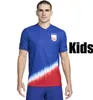 2024 2025 Pulisic Soccer Jerseys Aaronson Dest Weah Acosta McKennie 24 25 Ferreira Reyna Morgan Usas Shirt Rapinoe Dunn Football Shirt Men Kids Kit Sets