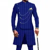 Passar ny casual mode heta försäljning tryckt herrdräkt smal twopiece set trajes elegante para hombres terno masculinos completo