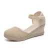 Sandals 2023 Women Sandals Casual Linen Clogs Wedge Sandials Summer Red Pink 6cm High Heel Platform Espadrilles Spring Shoes 3442