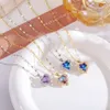 Colorful Ocean Heart Pendant Necklace Korean Style Women's Jewelry