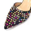 Pumpar Venus Chan Shoes for Women High Heels 2023 Pointed Luxury Designer Colorful Stones Evening Party Matching Shoes and Bags Set