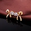 Boucles d'oreilles à clous pour femmes, cristal autrichien, couleur or, nœud, bijoux de mariage, tendance, vente en gros