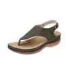 Sandals Summer Oxford Women Wedges Slippers Pu Leather Flip Flops Belt Buckle Female Shoes 2024 Rome Fashion Slides