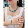 ペンダントネックレスCumee Cubic Zirconia 925 Sterling Silver Green Luxury CultivatingEmeralds Synthetic Plated Gold Necklace