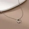 Chains 925 Sterling Silver Geometric Necklace For Women Girl Smooth Irregular Hollow Out Design Jewelry Party Gift Drop