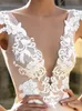 Robe De mariée sirène courte, Sexy, col en v, sans manches, dos nu, avec des applications en dentelle, Slim, pour femmes, tache douce, YD, 2024