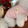 Cão vestuário 2024 rosa azul ovo flor colete inverno poodle teddy bichon roupas quentes botão aberto roupas de pelúcia duas pernas
