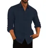 Chemises décontractées pour hommes Chemise pour hommes à la mode Blouse ample Tops avec fermeture à bouton Col à manches longues pour habiller ou fête