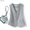 Women's Vests #0738 Black Gray White Short Blazer Vest Women Single Breasted Office Vest Coat Thin Short Vest Female Outerwear Spring SummerL2403